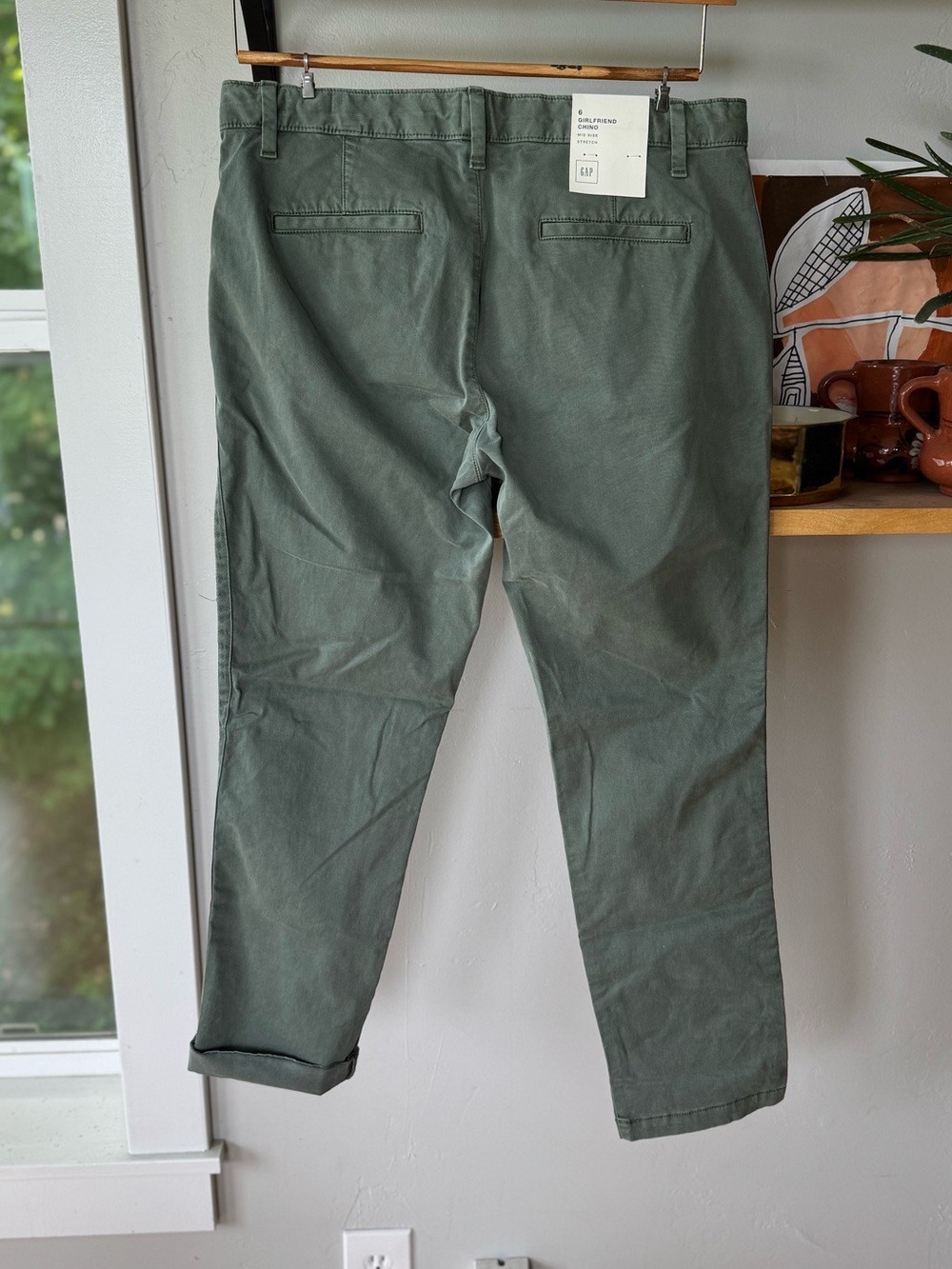 GAP Sage Green Girlfriend Chino Khakis Cotton Pants Size 6 New - Picture 4 of 13